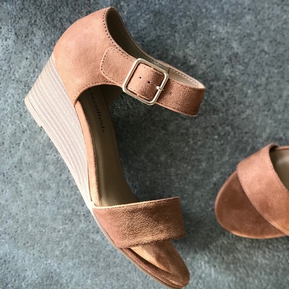 City Classified Shoes - 3 Left! City Class  Roque Tan Faux Suede Low Wedge